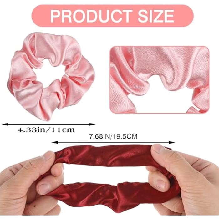 Gjinxi Scrunchies Set 10 Packs Hair Ties Silky Satin Velvet Elastic Hairbands Vintage Headband Girls Bands Ponytail Holder Soft Accessories Simple Hairties For Women Girls Thin Thick Hair(Mixed Color) - Image 5
